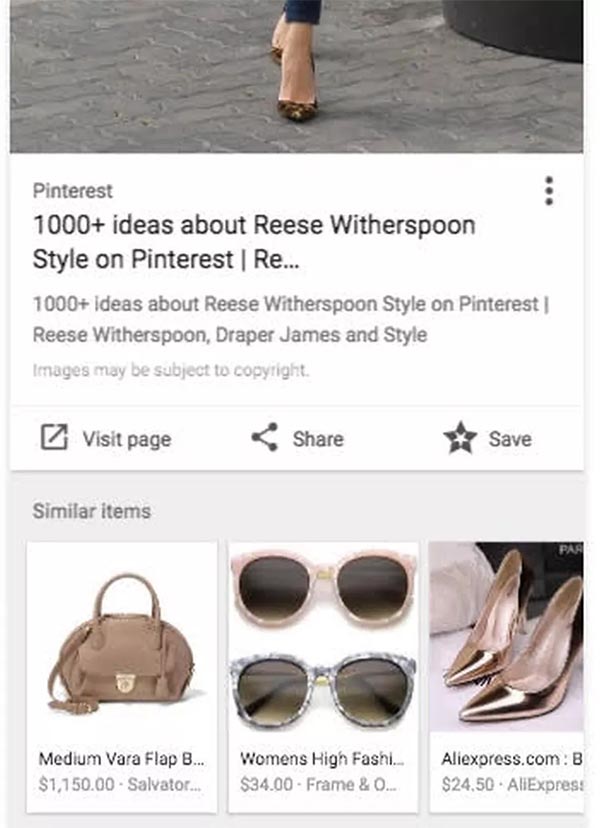 Google图像搜索新增似Pinterest的购物照片