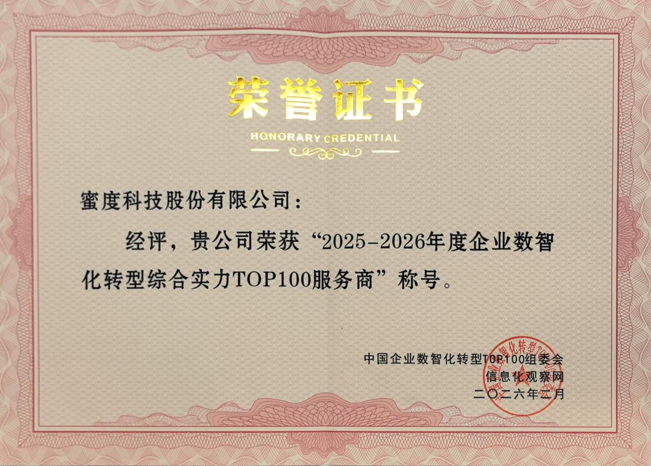 喜报!蜜度获评“企业数智化转型综合实力TOP100服务商”和"人工智能领军服务商”